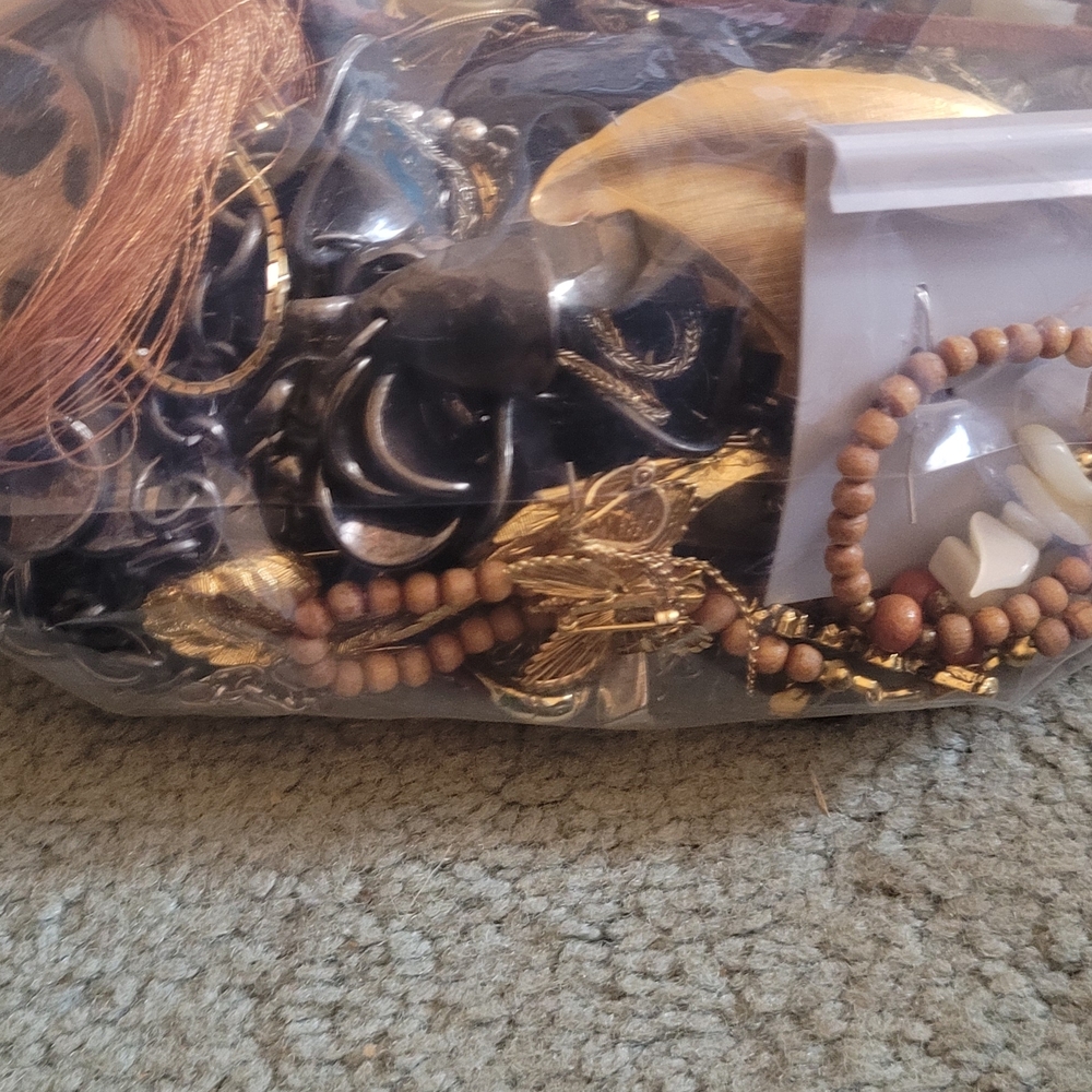 Assorted Jewelry Craft Lot with Gold and Brown Accents